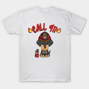 Firefighter Dachshund T-Shirt